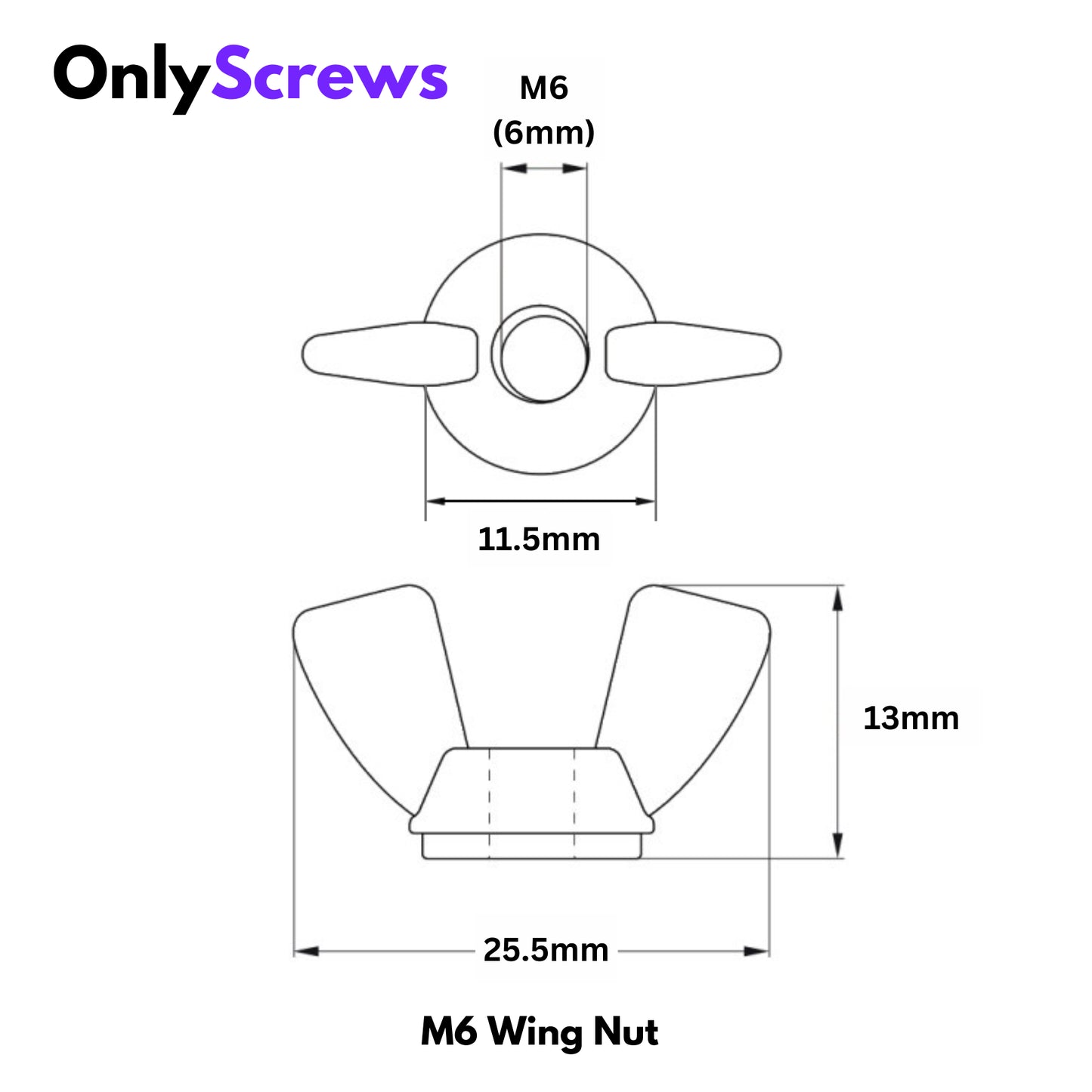 Retail: Screw & Wingnut Brass M6