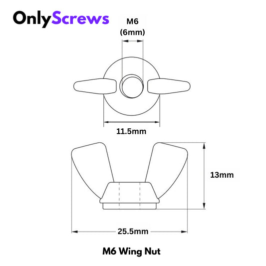 Retail: Screw & Wingnut Brass M6